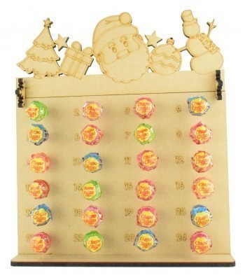 6mm Chupa Chups Lolly Pop Holder Advent Calendar with Christmas Shapes Topper